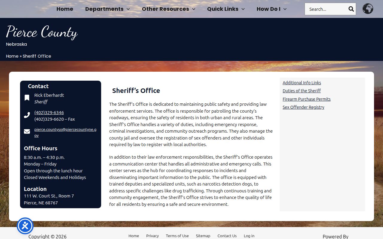 Pierce County Sheriff jail and records responsibilities