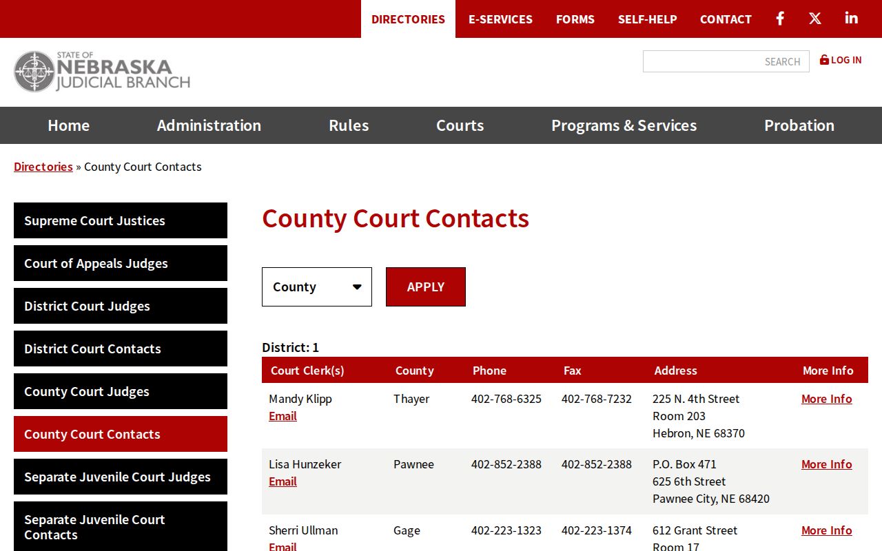 Osmond criminal court records route in the Nebraska county court directory