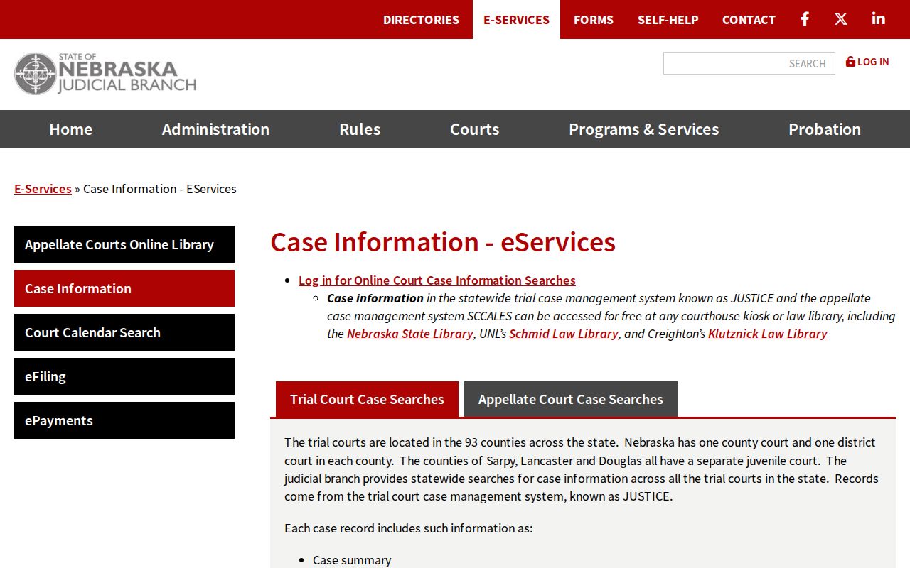Pierce County criminal court case records in Nebraska JUSTICE