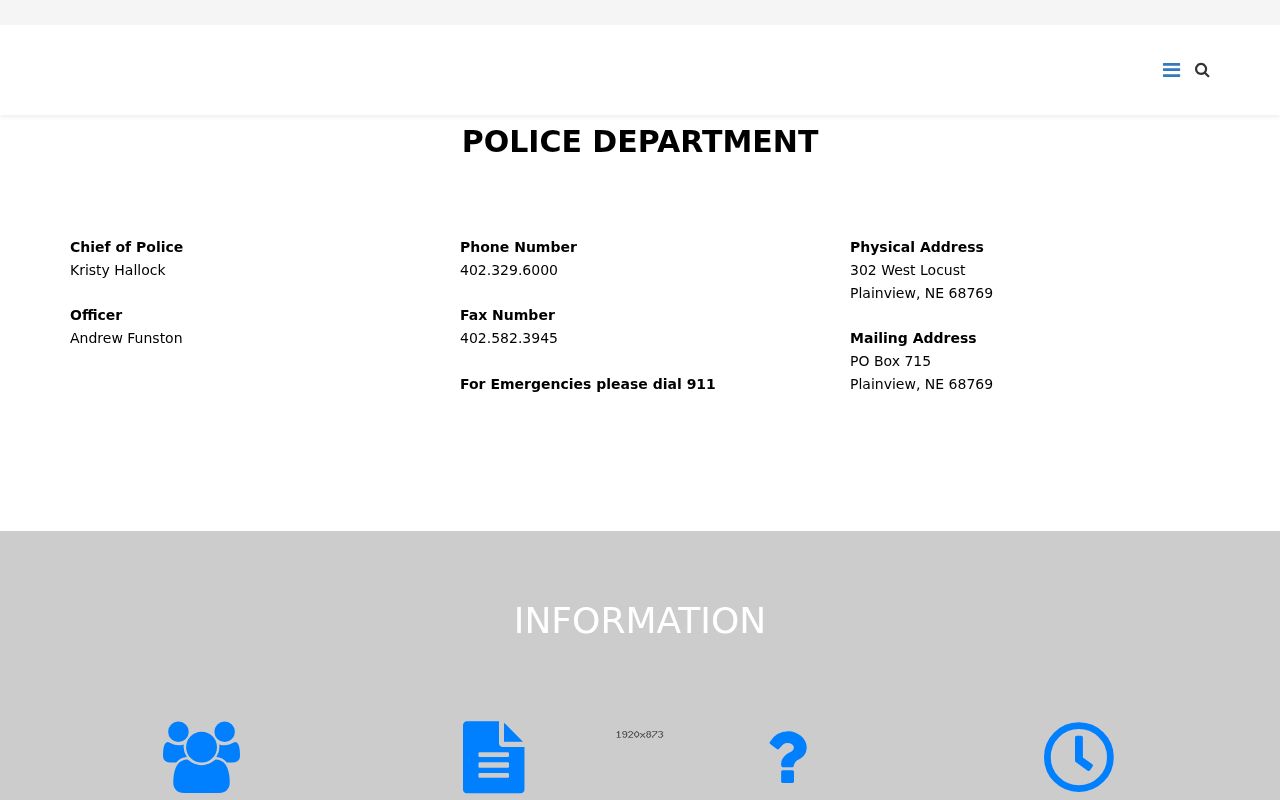 Plainview criminal records contact on the official police page